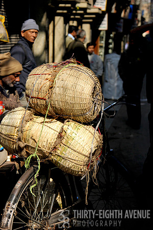 Baskets Loaded On The Back Of A Bicycle