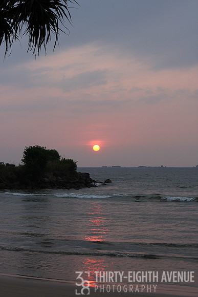 Sri Lanka Gorgeous Sunset With Pink Sky On Beach
